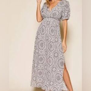 Ces Femme Black White Cinched Maxi Dress